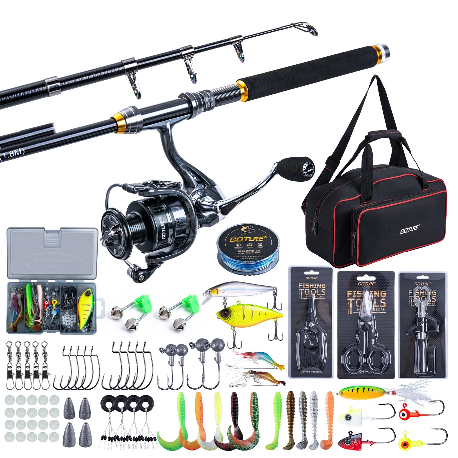 Reel Bag - Set Pancing Teleskopik Goture dengan Reel,